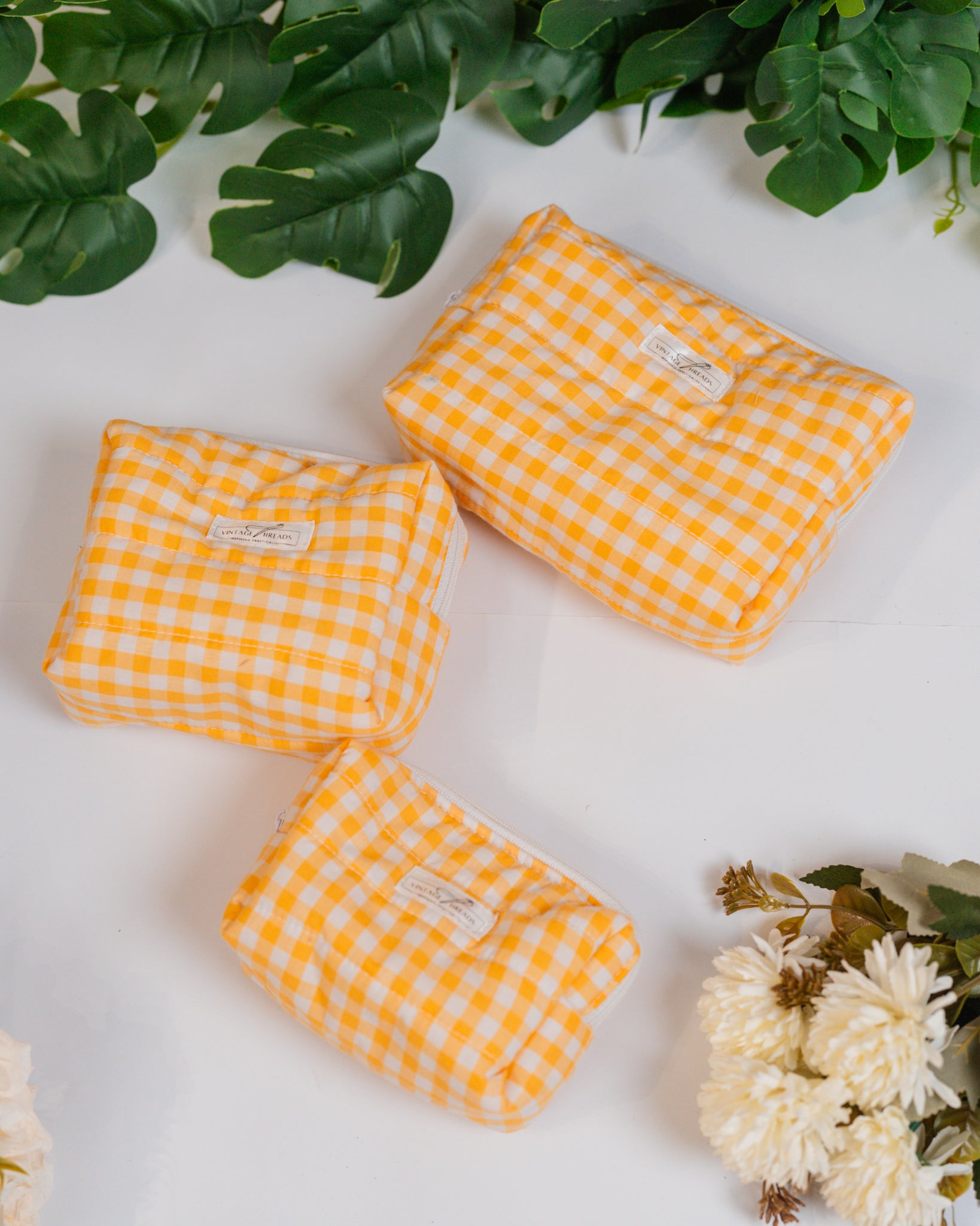 Puffer Organizer Pouch (Small) | Handmade Quilted Cotton Travel Pouch by Vintage Threads