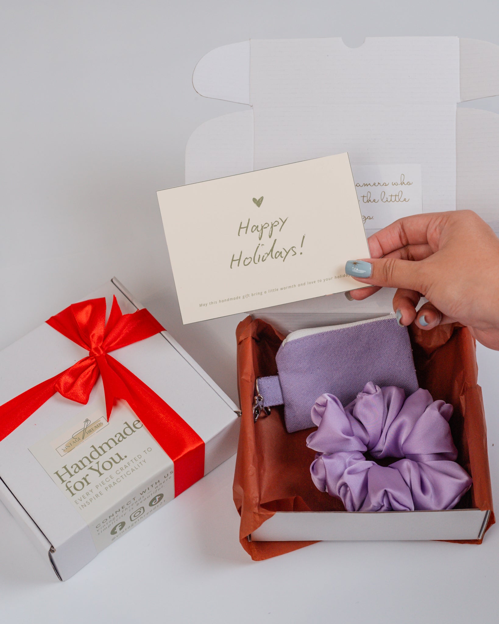 Handmade Wallet & XL Silk Scrunchie Set | The Holiday Gift Box by Vintage Threads