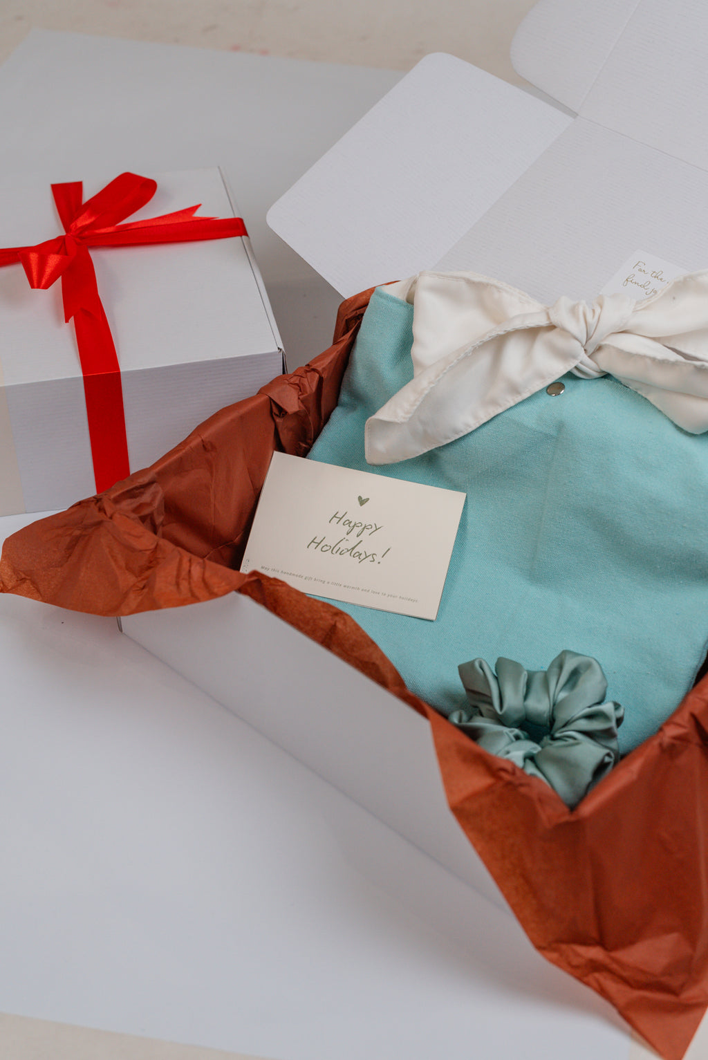 Mae Bucket Bag + Silk Scrunchie | Coquette-Inspired Adjustable Twill Strap Bag | The Holiday Gift Box by Vintage Threads