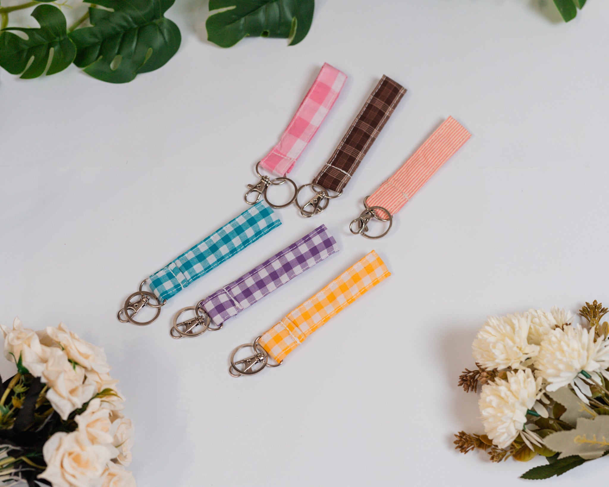 Handmade Fabric Key Holders | Gingham Wristlet Keychains by Vintage Threads
