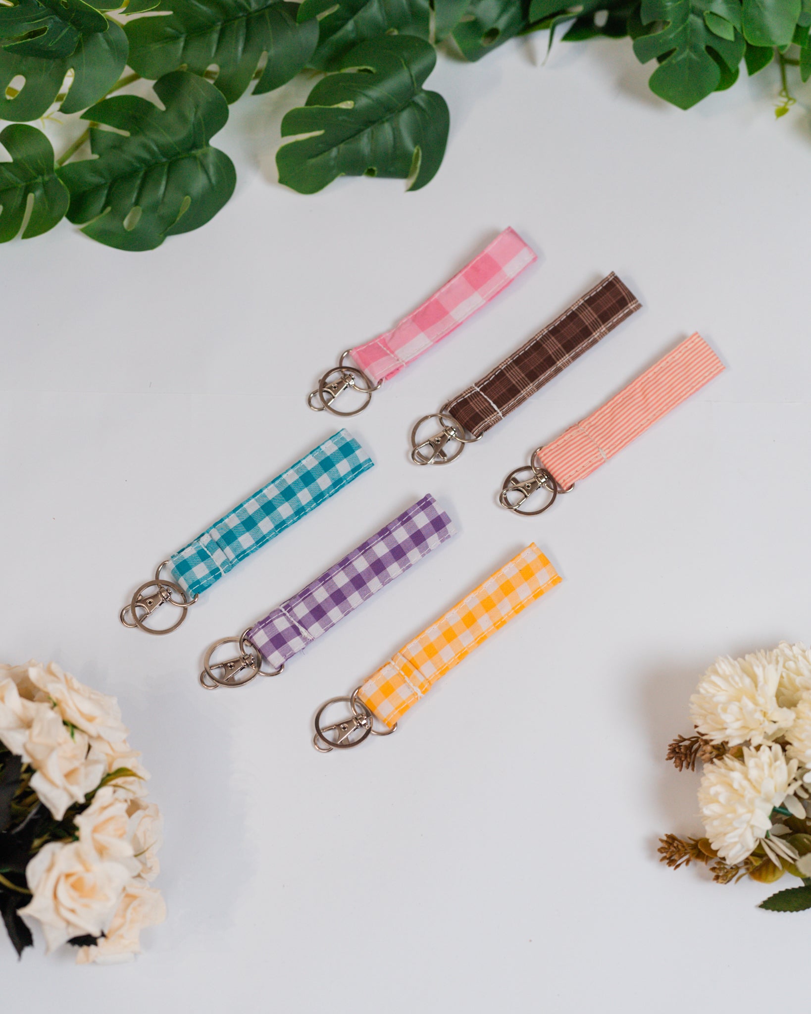 Handmade Fabric Key Holders | Gingham Wristlet Keychains by Vintage Threads