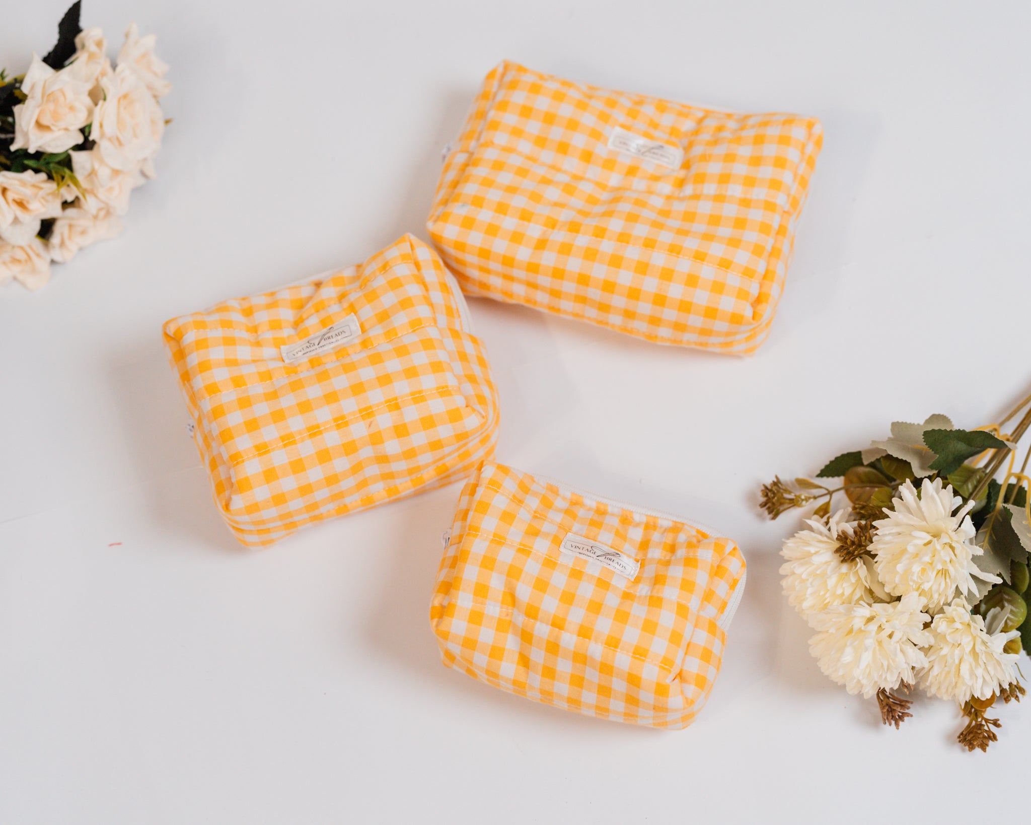 Puffer Organizer Pouch (Large) | Handmade Quilted Cotton Travel Pouch by Vintage Threads
