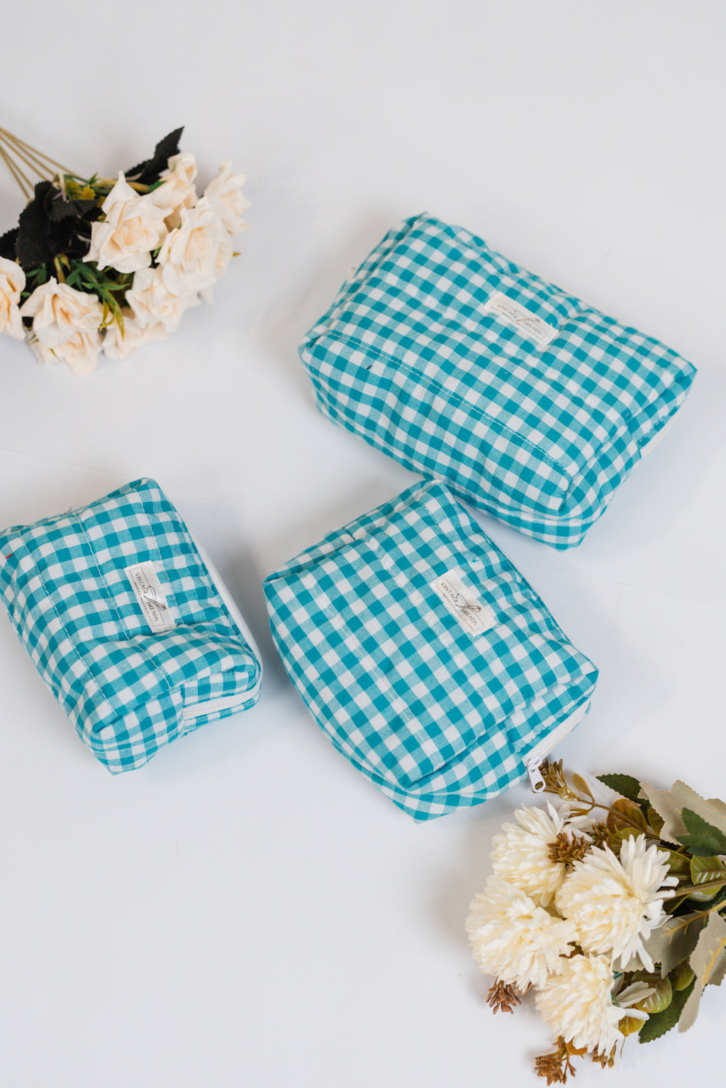 Puffer Organizer Pouch (Small) | Handmade Quilted Cotton Travel Pouch by Vintage Threads