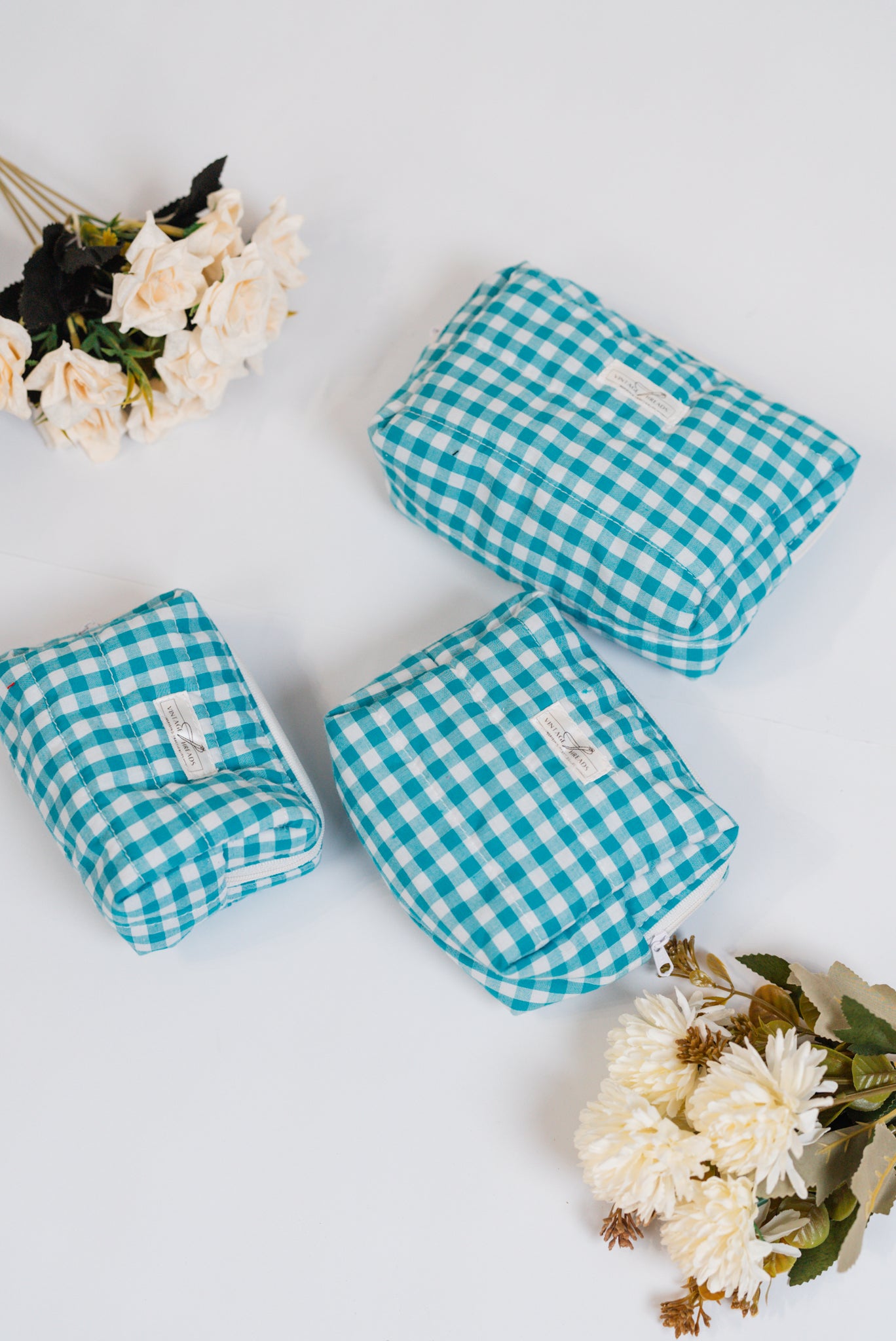 Puffer Organizer Pouch (Medium) | Handmade Quilted Cotton Travel Pouch by Vintage Threads