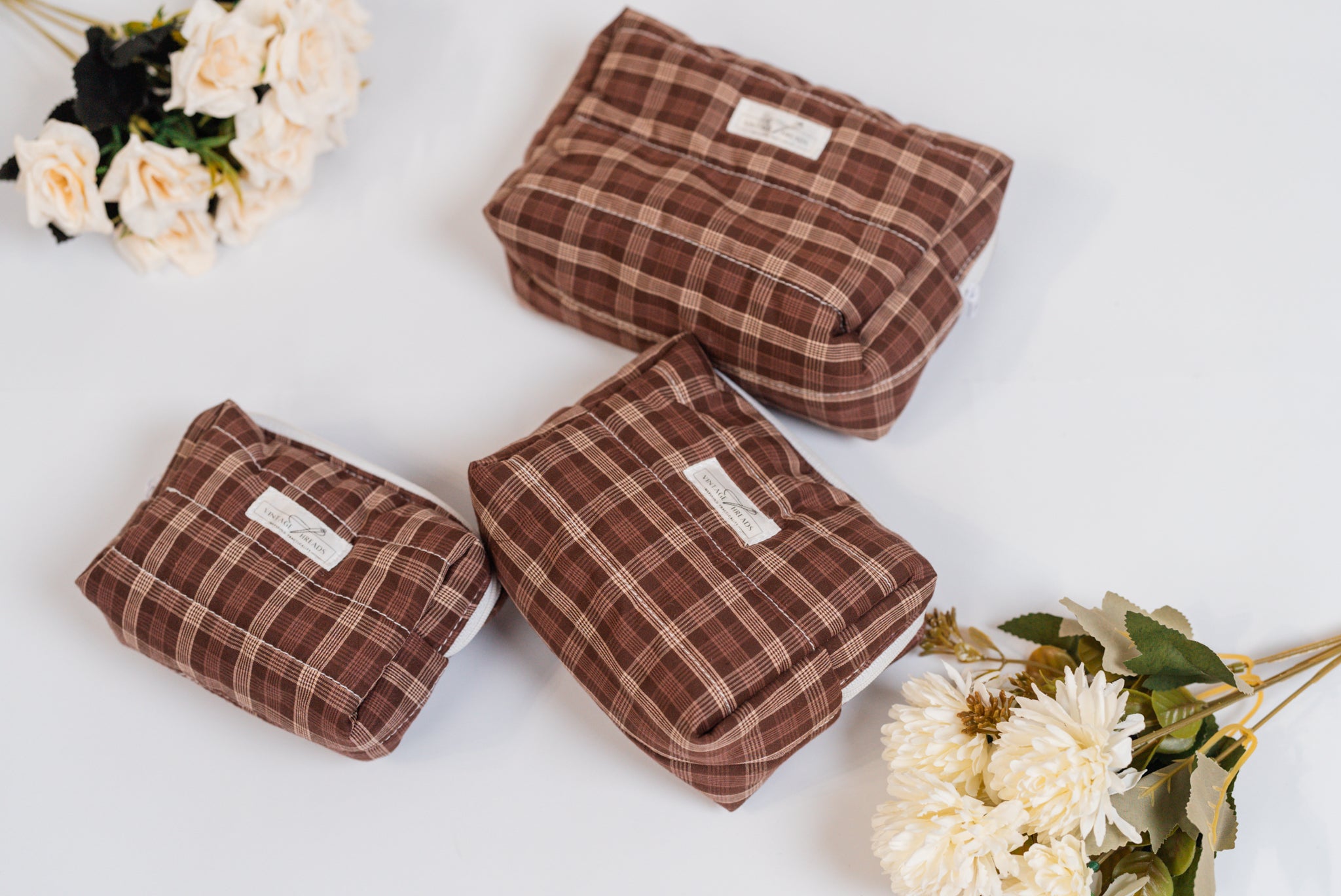 Puffer Organizer Pouch (Large) | Handmade Quilted Cotton Travel Pouch by Vintage Threads