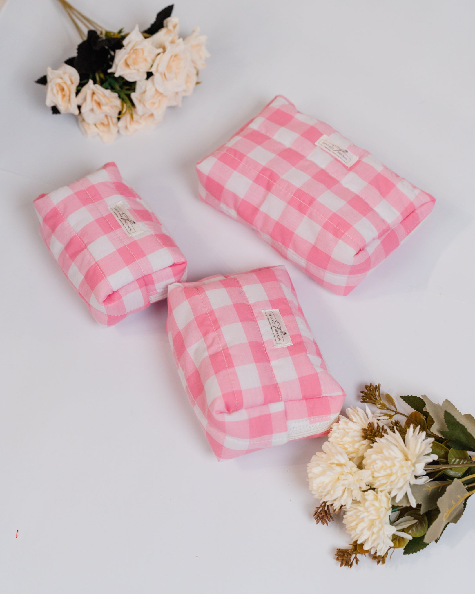Puffer Organizer Pouch (Small) | Handmade Quilted Cotton Travel Pouch by Vintage Threads