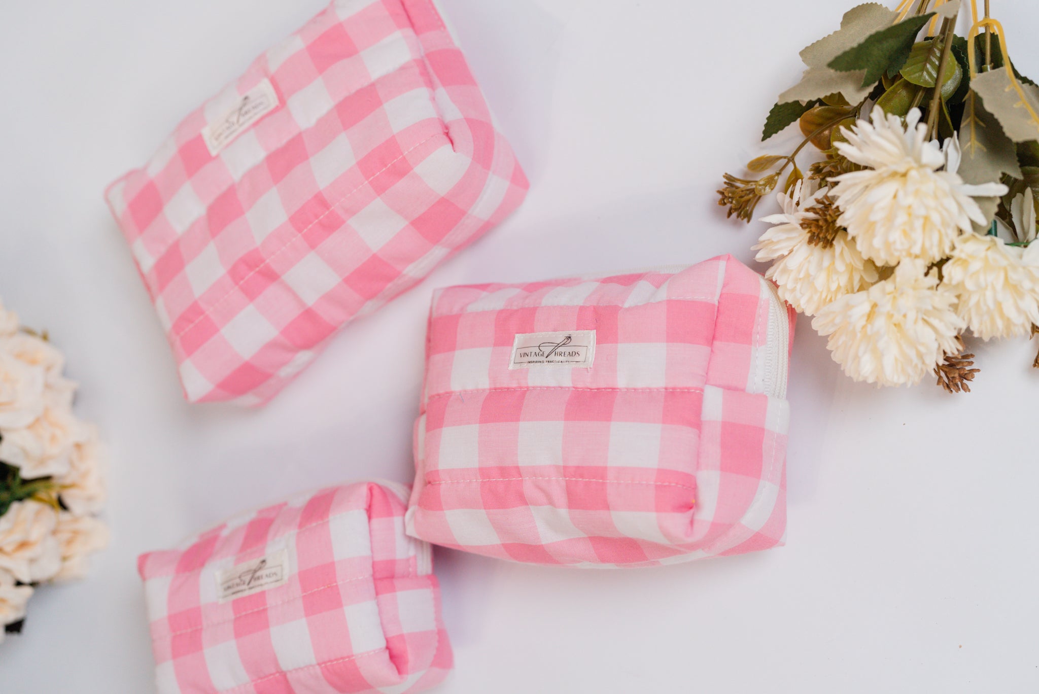 Puffer Organizer Pouch (Large) | Handmade Quilted Cotton Travel Pouch by Vintage Threads