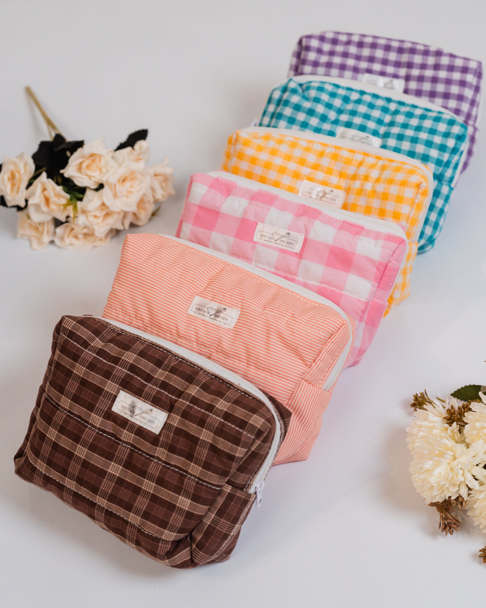 Puffer Organizer Pouch (Large) | Handmade Quilted Cotton Travel Pouch by Vintage Threads