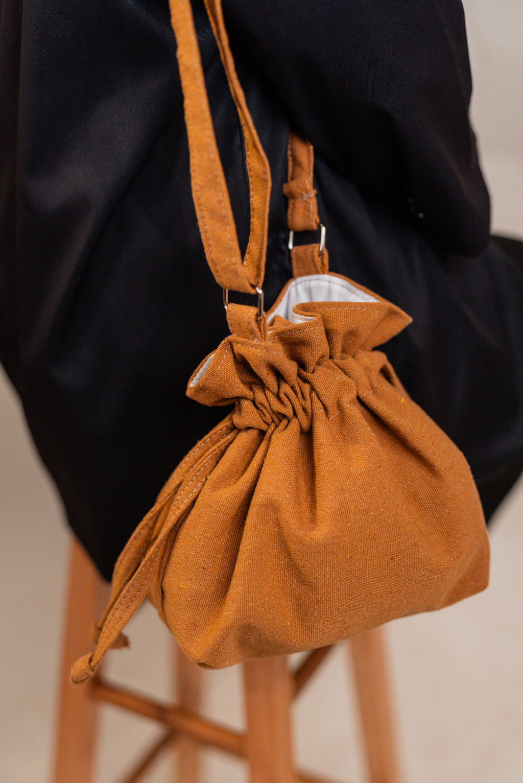 Salmon Canvas Drawstring Sling Bag by Vintage Threads