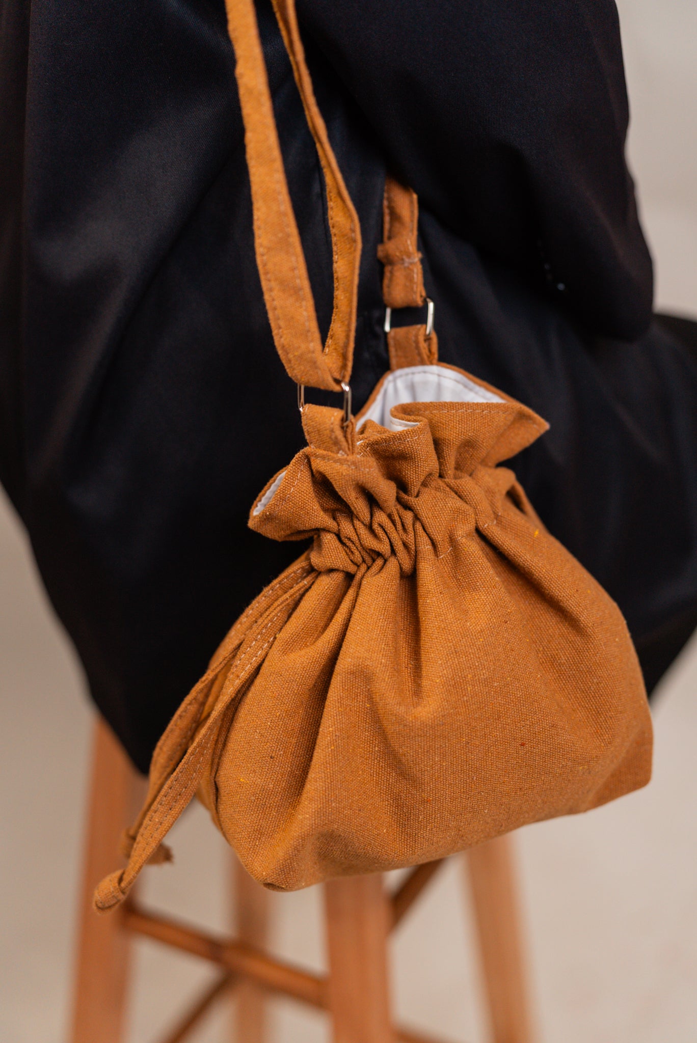 Salmon Canvas Drawstring Sling Bag by Vintage Threads