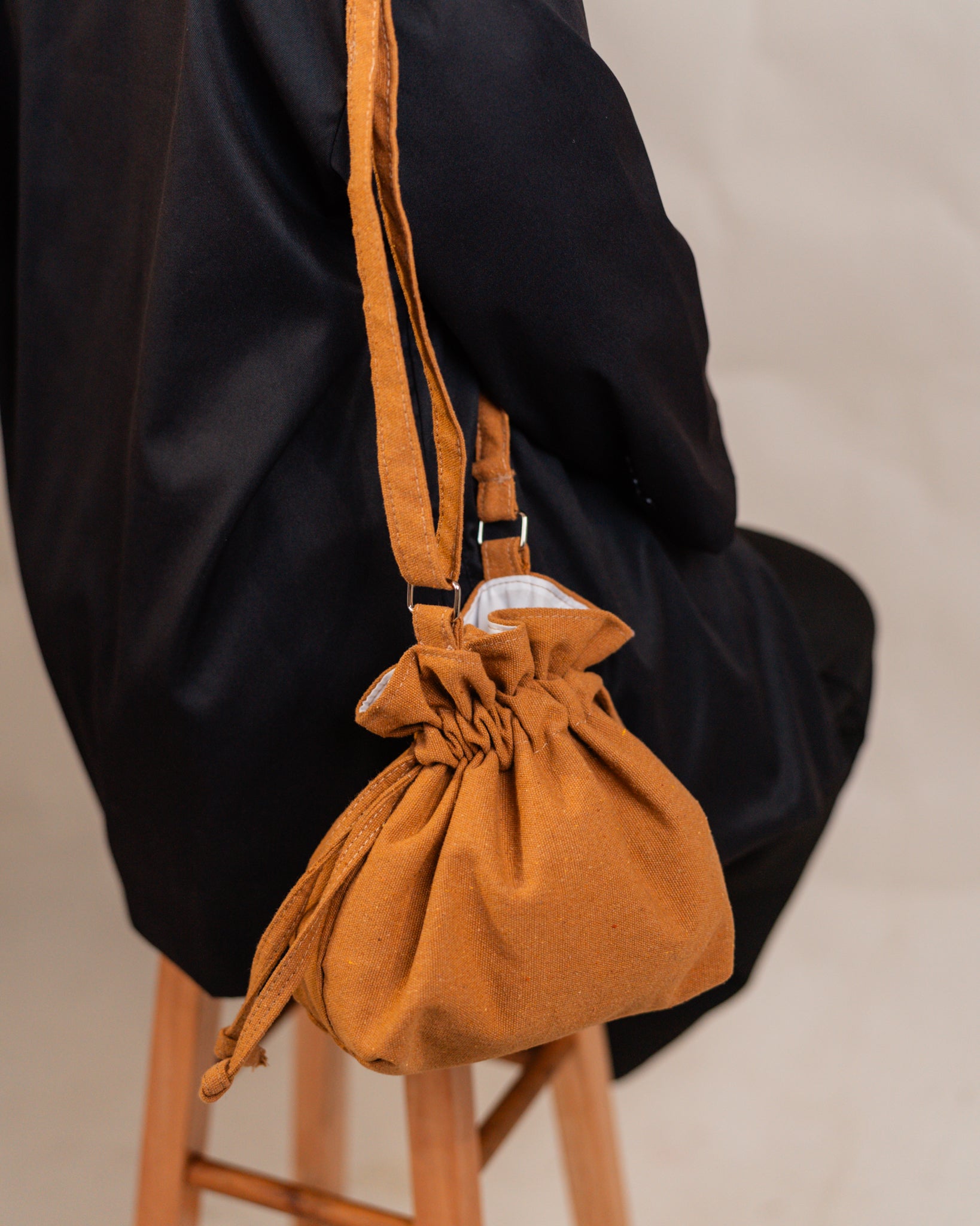 Salmon Canvas Drawstring Sling Bag by Vintage Threads