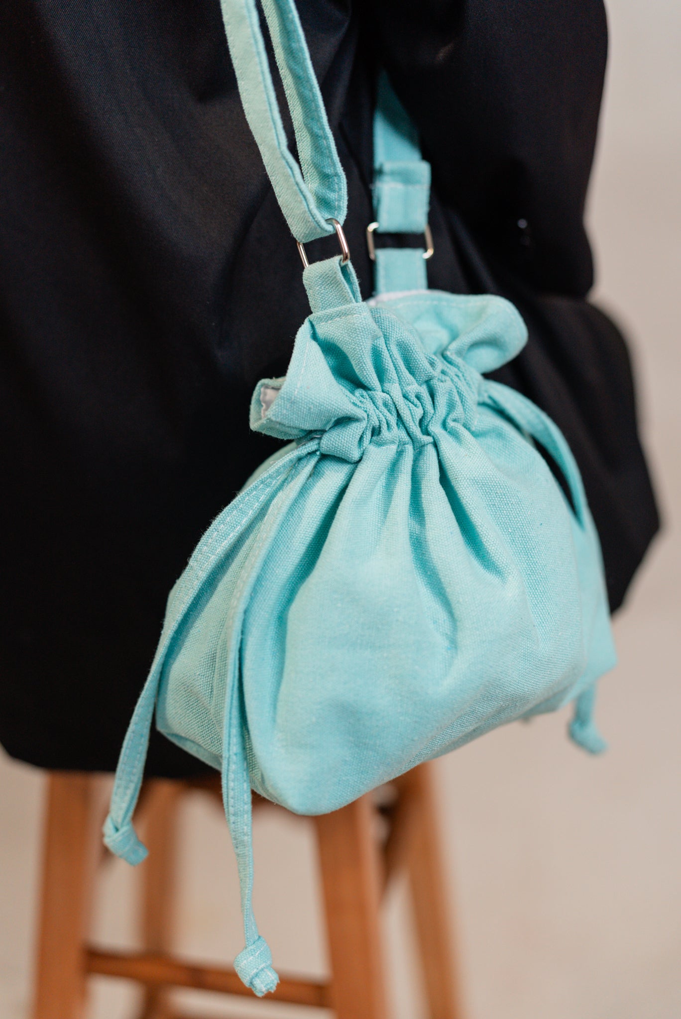 Salmon Canvas Drawstring Sling Bag by Vintage Threads