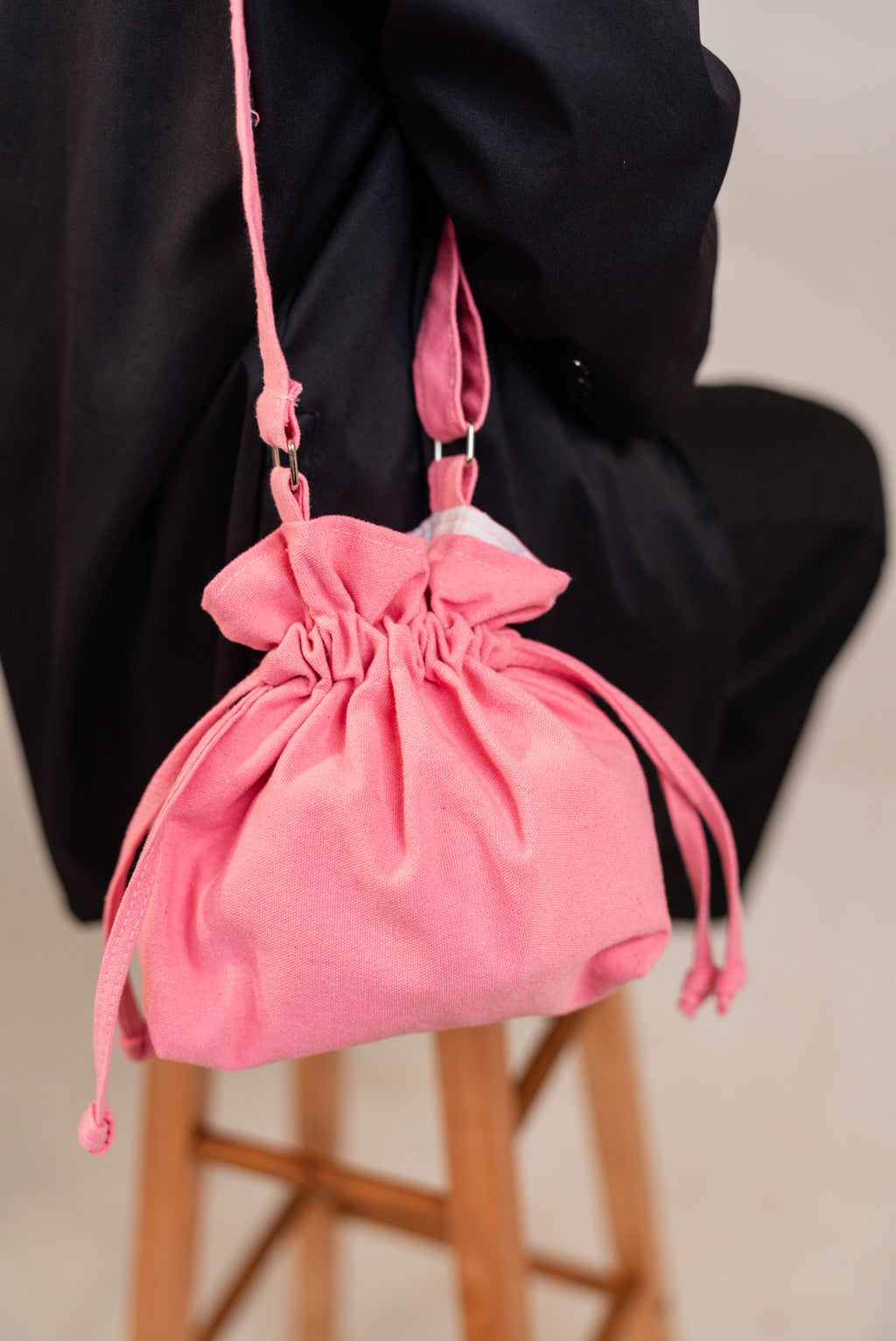 Salmon Canvas Drawstring Sling Bag by Vintage Threads