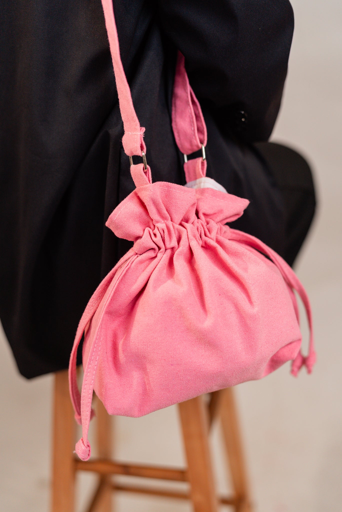 Salmon Canvas Drawstring Sling Bag by Vintage Threads