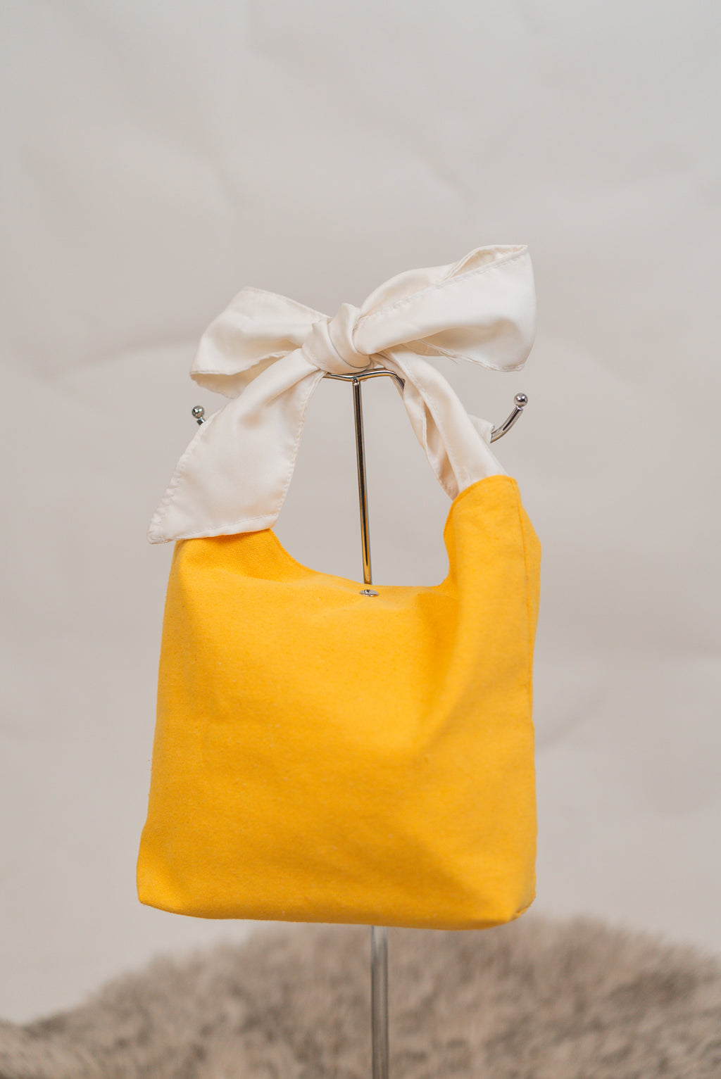 Mae Canvas Bucket Tote with Ribbon Accent