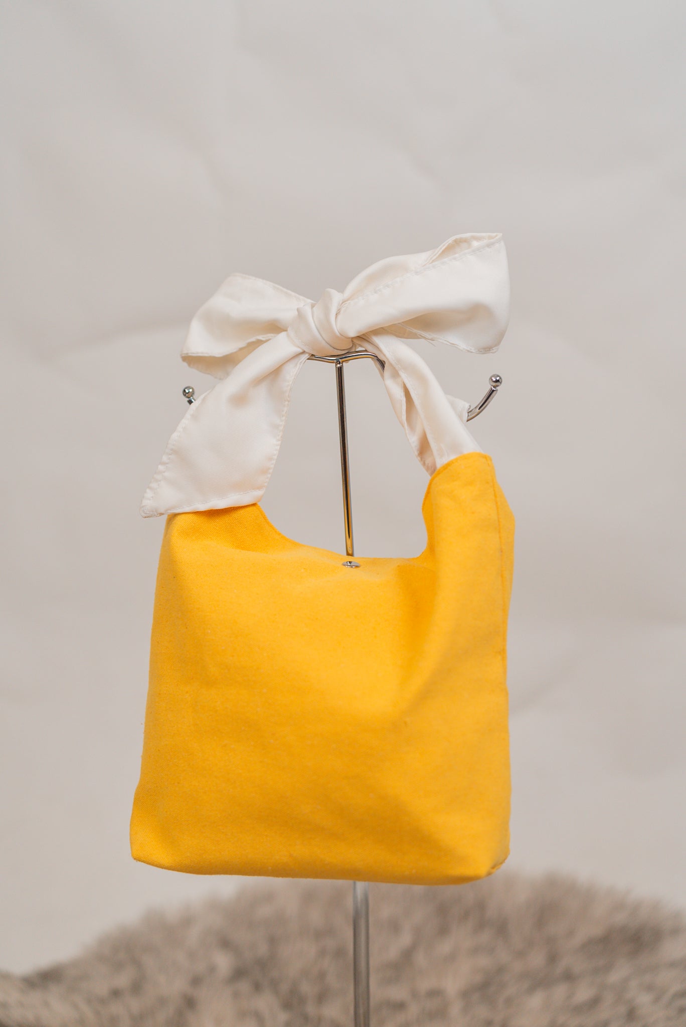 Mae Canvas Bucket Tote with Ribbon Accent
