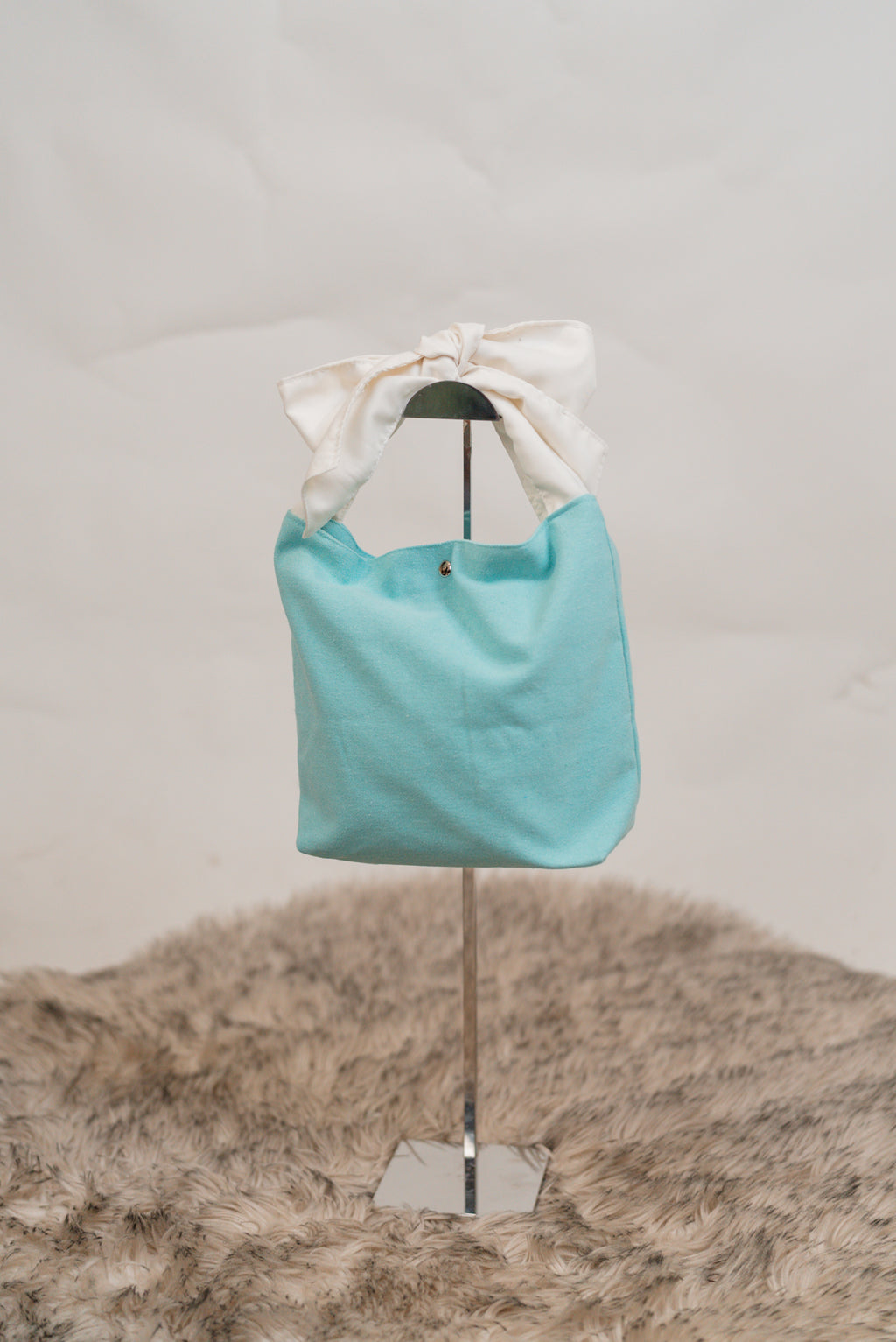 Mae Canvas Bucket Tote with Ribbon Accent