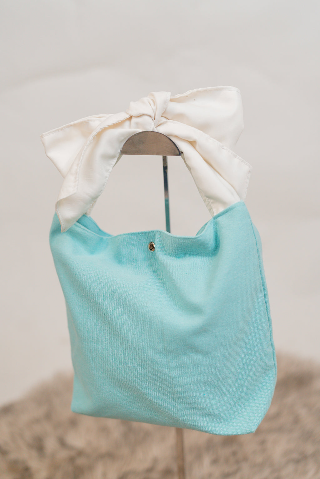 Mae Canvas Bucket Tote with Ribbon Accent