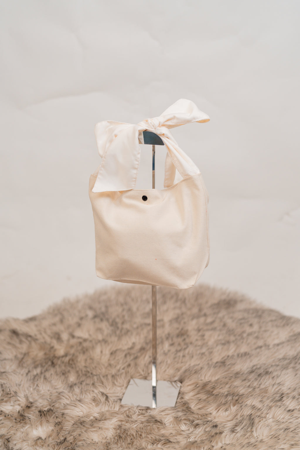 Mae Canvas Bucket Tote with Ribbon Accent
