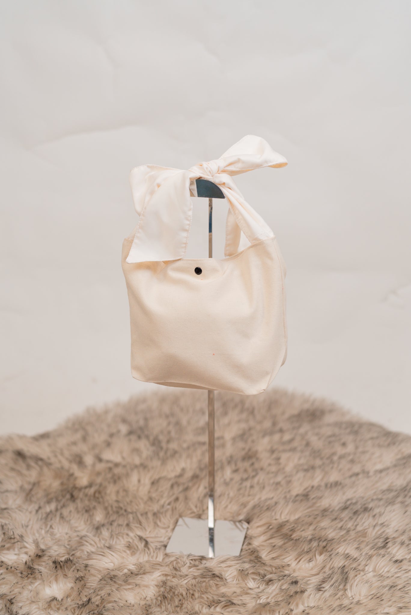 Mae Canvas Bucket Tote with Ribbon Accent