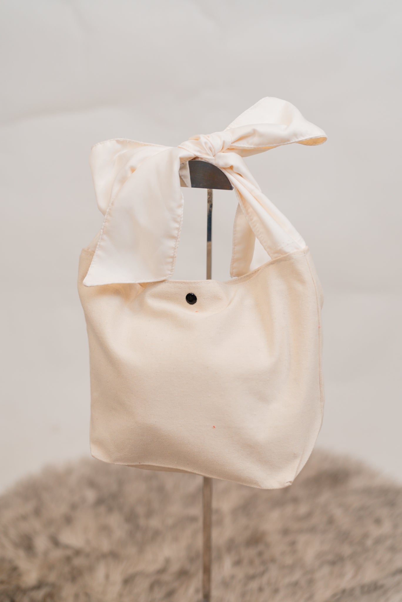 Mae Canvas Bucket Tote with Ribbon Accent