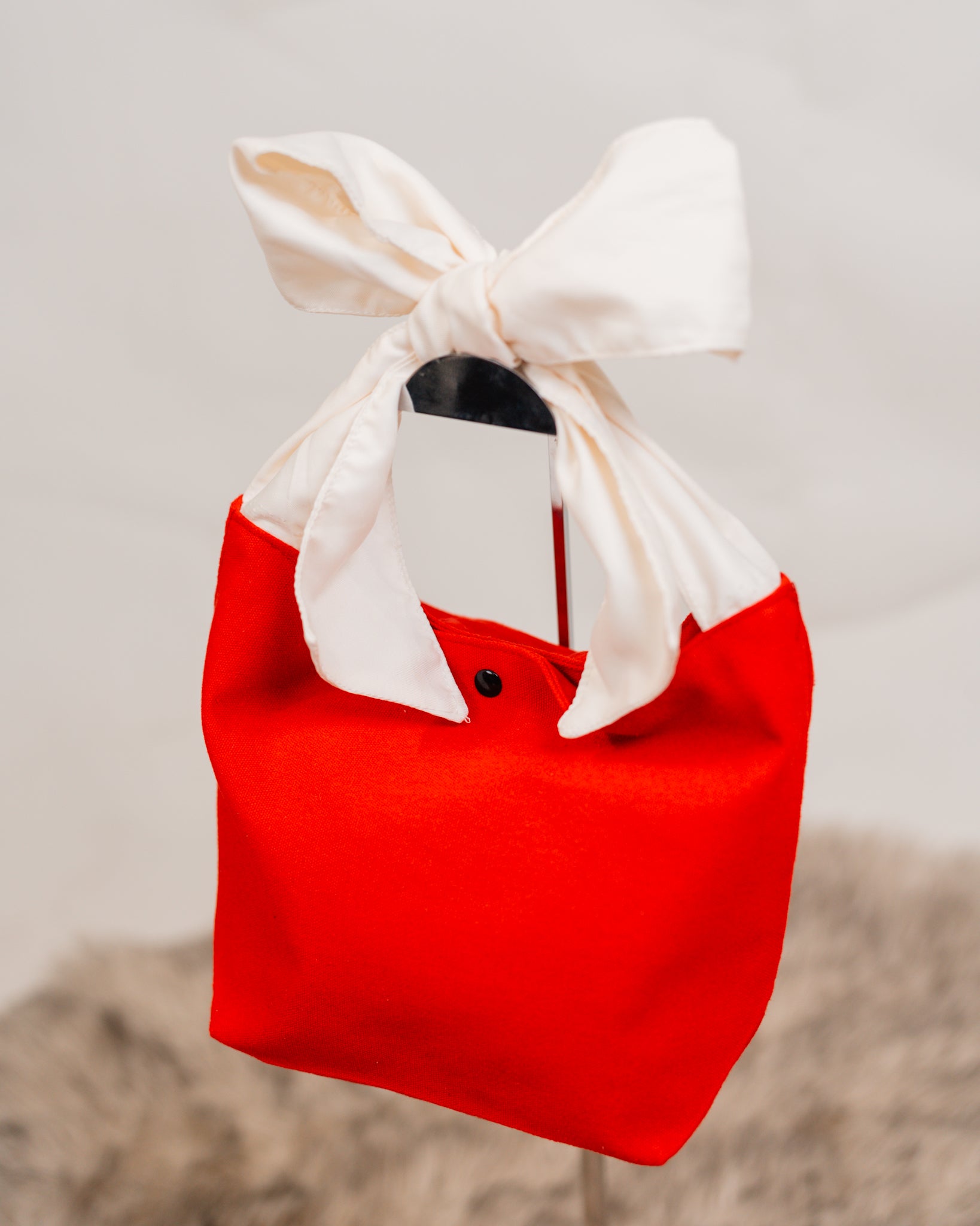 Mae Canvas Bucket Tote with Ribbon Accent