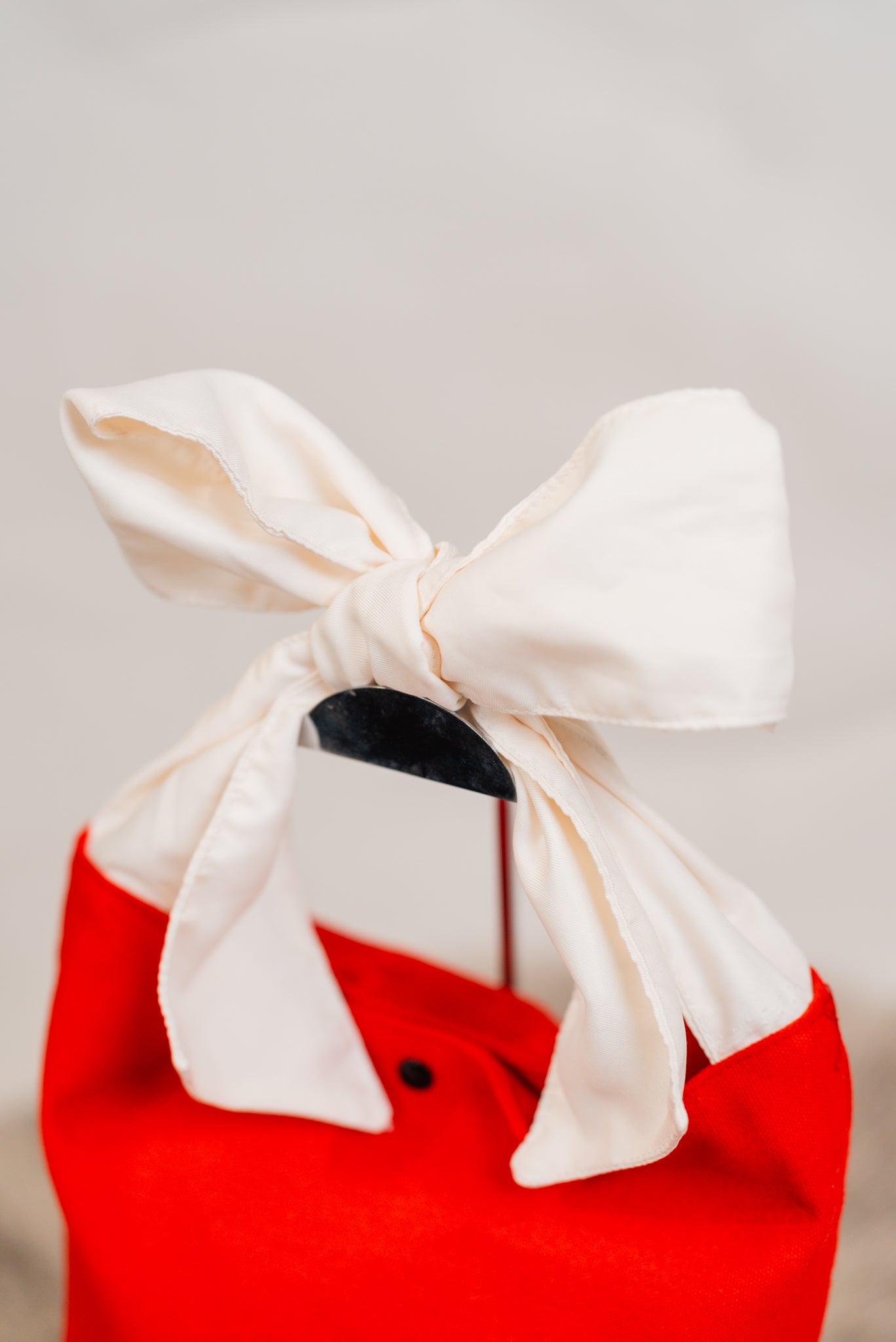 Mae Canvas Bucket Tote with Ribbon Accent