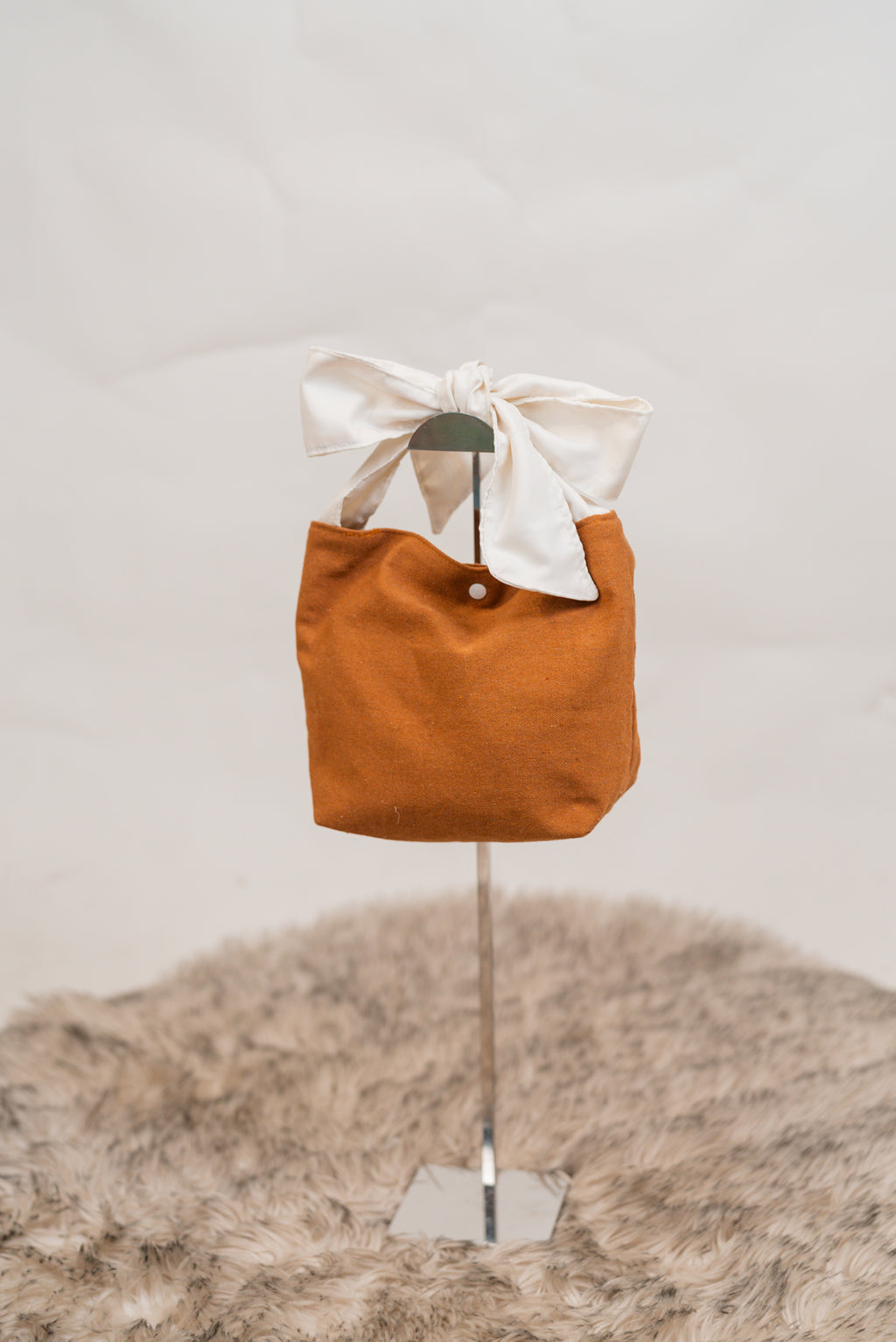 Mae Canvas Bucket Tote with Ribbon Accent