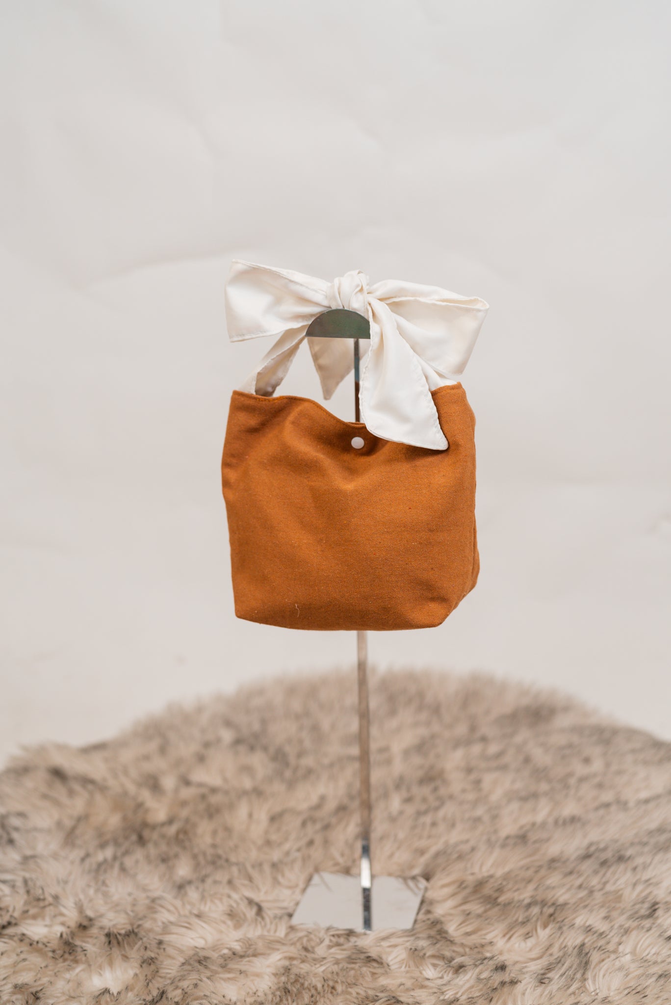 Mae Canvas Bucket Tote with Ribbon Accent