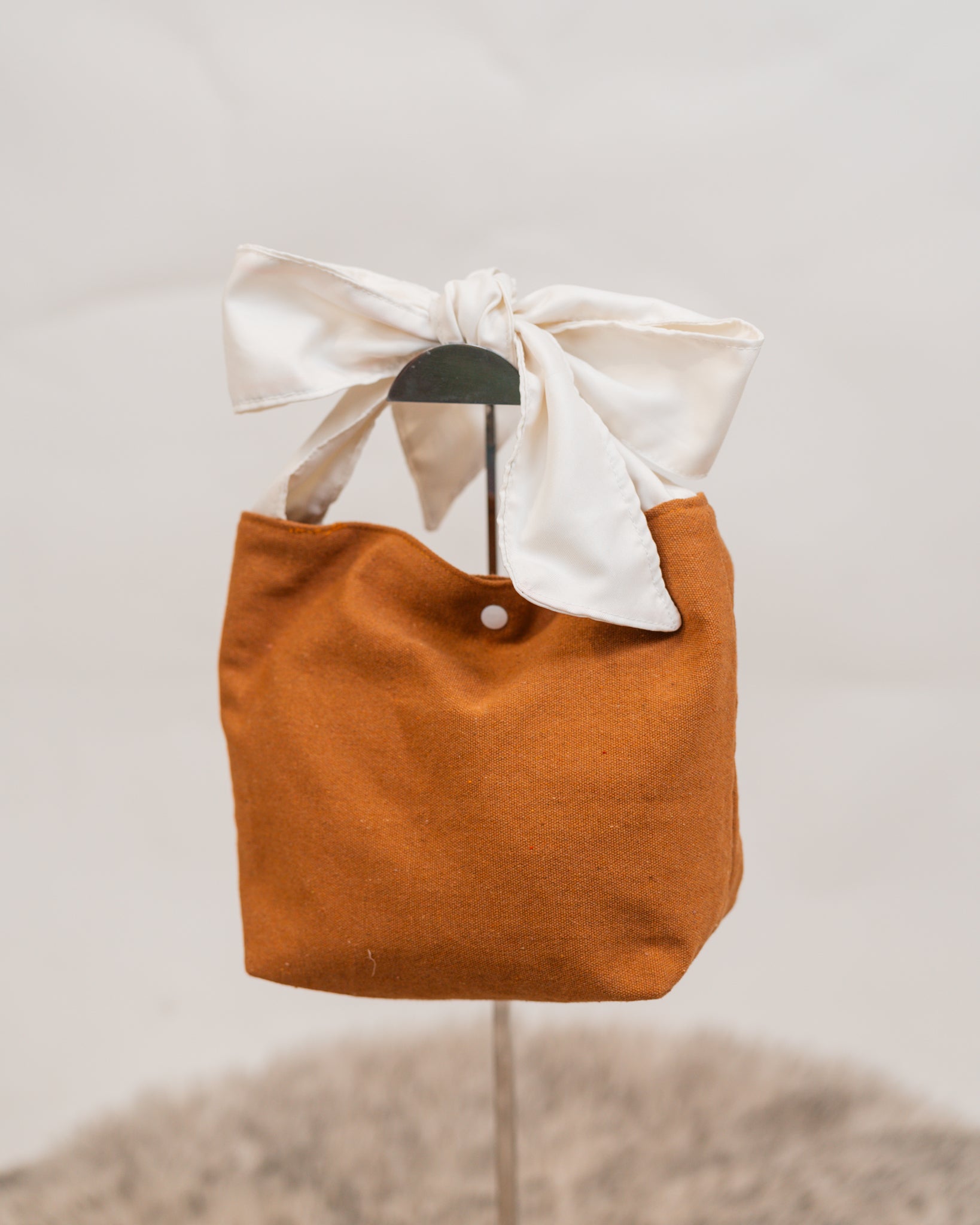 Mae Canvas Bucket Tote with Ribbon Accent