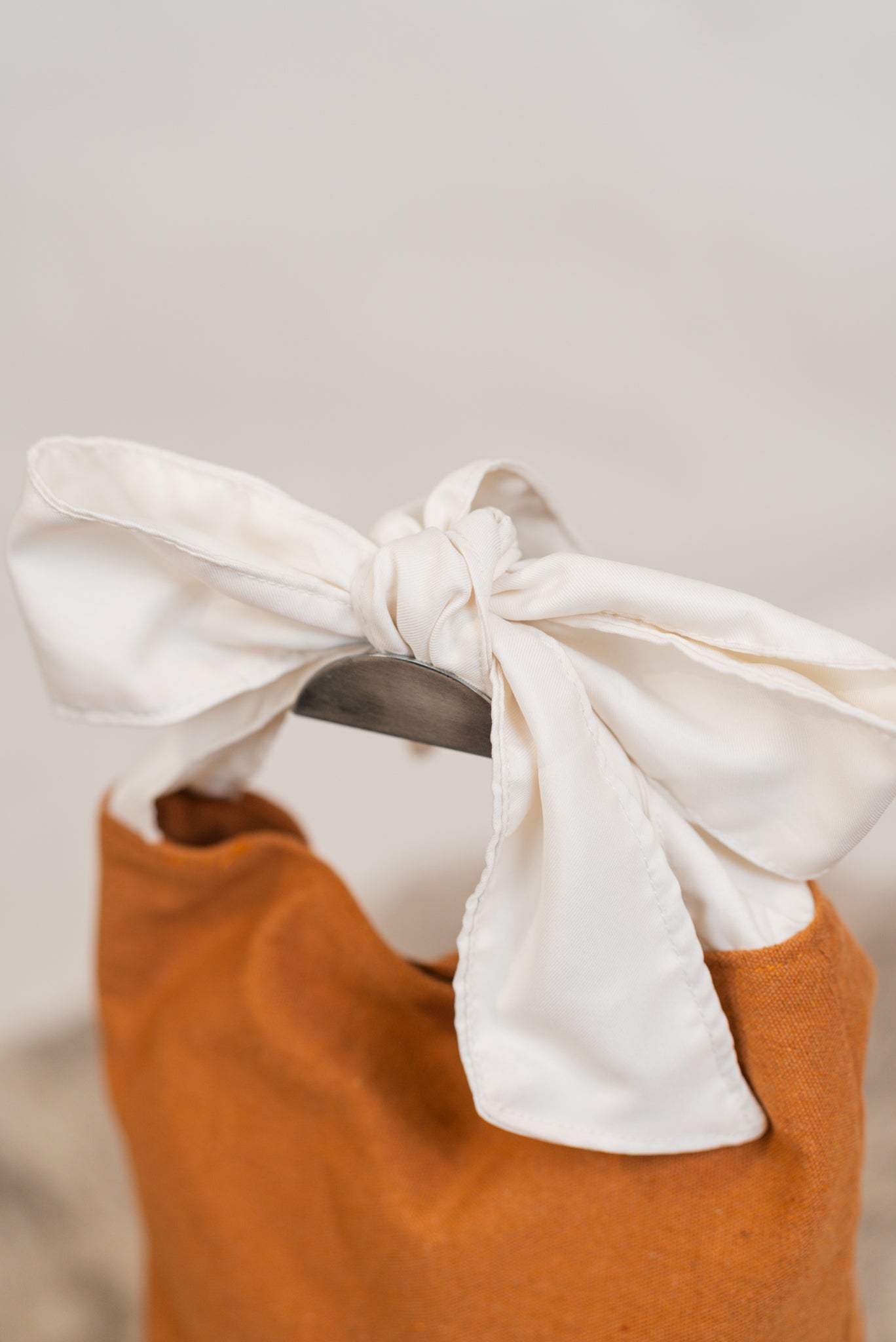 Mae Canvas Bucket Tote with Ribbon Accent