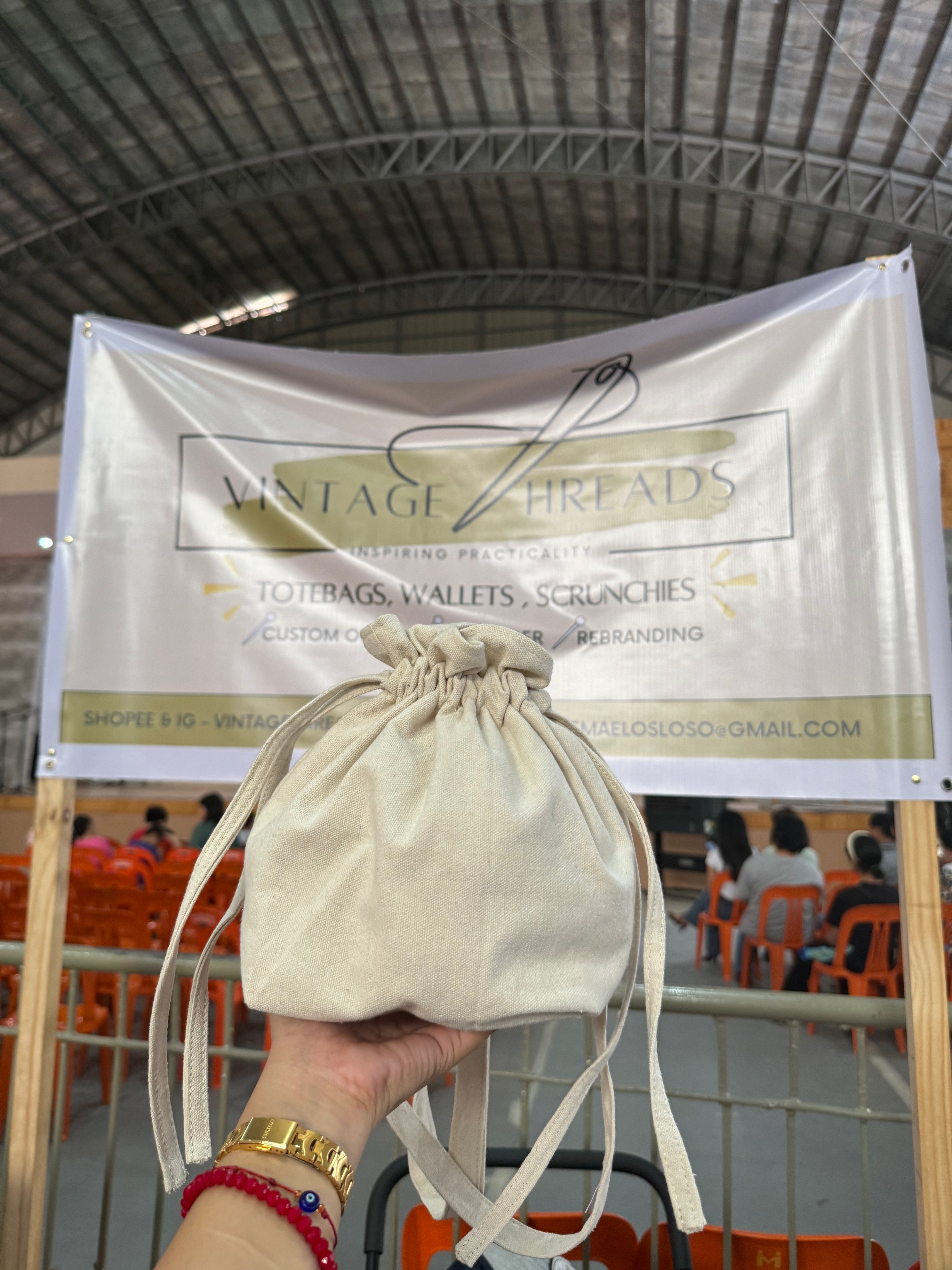 Salmon Canvas Drawstring Sling Bag by Vintage Threads