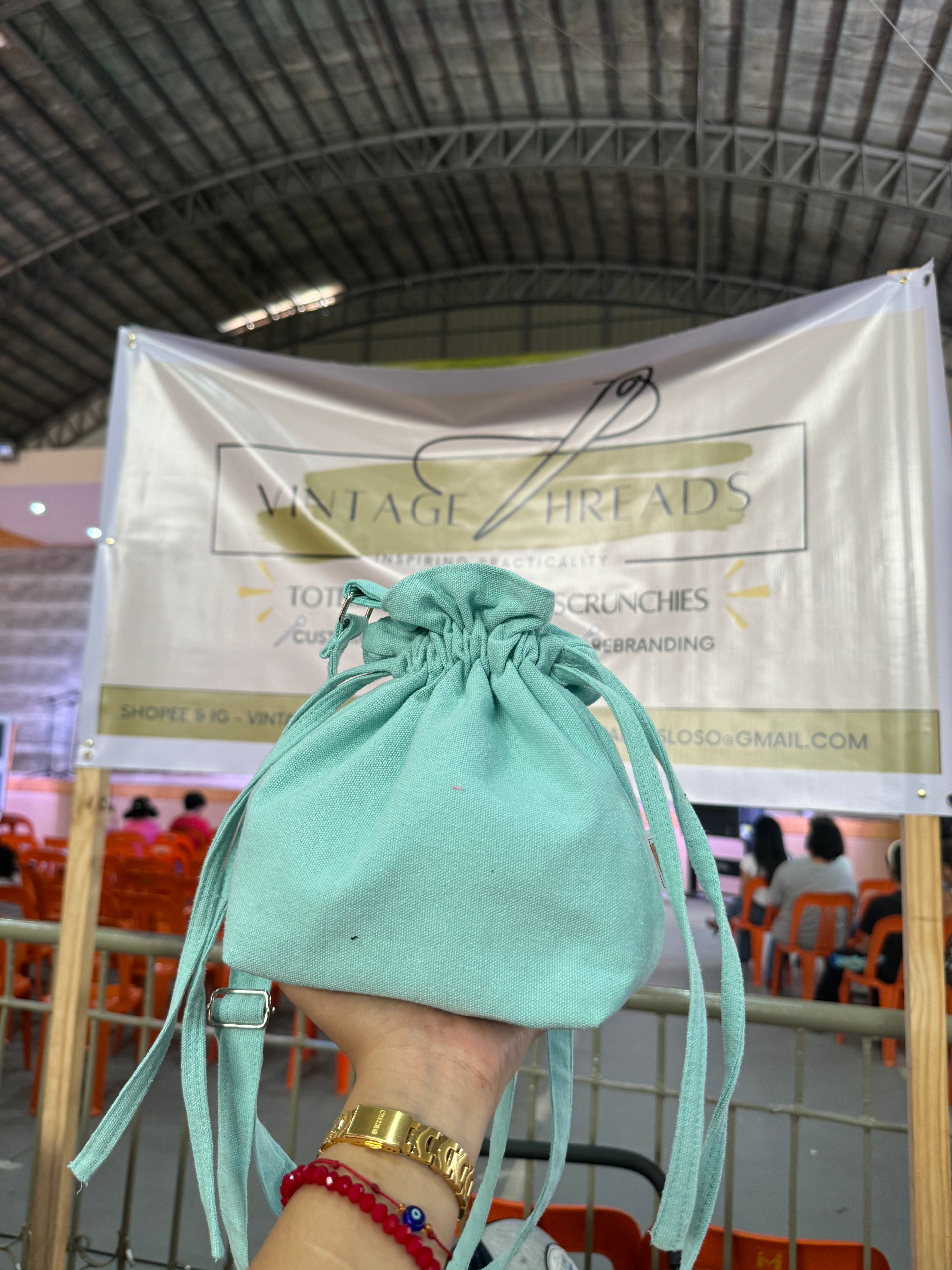Salmon Canvas Drawstring Sling Bag by Vintage Threads